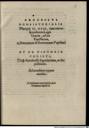 De anatomia Antichristi : liber unus, 3. Sermonum Joannis Huss ad populum, tomus tertius : respondens priori, de Anatomia, Regno & populo Antichristi