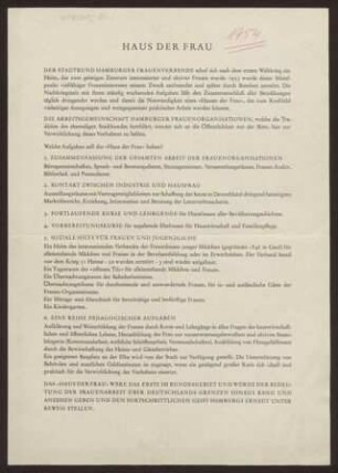 Informationsblatt "Haus der Frau"
