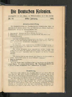 Hauptversammlung.