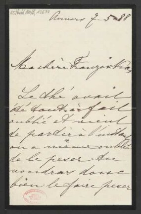 Brief an Franziska Rummel : 07.05.1888