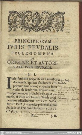 Prolegomena De Origine Et Autoritate Iuris Feudalis