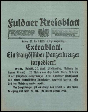 Zweite Ausgabe vom Dienstag, den 27. April 1915.