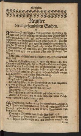 Register der abgehandelten Sachen.