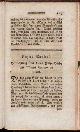 Letztes Kapitel. Betrachtung über dieses ganze Buch, um Nutzen daraus zu ziehen.