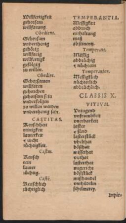 Classis X. Vitium
