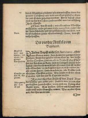 Der vierdte Artikel vom Bapstumb.