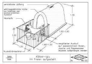 Kälber-Iglu, im Freien aufgestellt