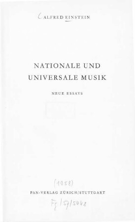 Nationale und universale Musik : neue Essays