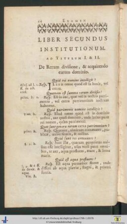 Liber Secundus Institutionum.