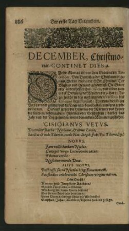 December, Christmonat/ Continet Dies 31.