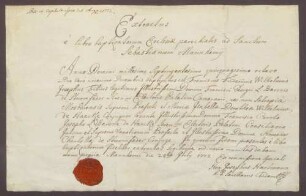 Taufzeugnis des Franz Friedrich Sturmfeder von Oppenweiler.