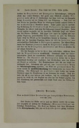 Zweite Periode. Vom westphälischen Frieden bis zur französischen Revolution, 1648 bis 1789