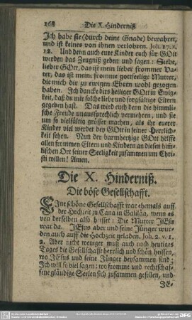 Die X. Hinderniß. Die böse Gesellschaft