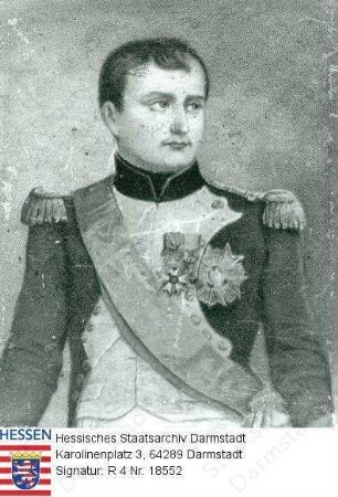 Napoleon I. Bonaparte Kaiser v. Frankreich (1769-1821) / Porträt in Uniform, stehend, Halbfigur