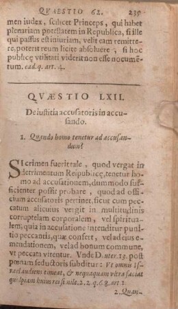 Qvaestio LXII. De iustitia accusatoris in accusando.