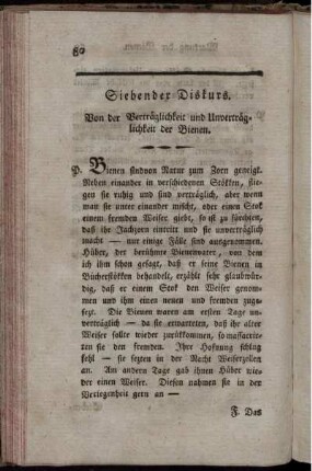 Siebender Diskurs. Von der Verträglichkeit und Unverträglichkeit der Bienen