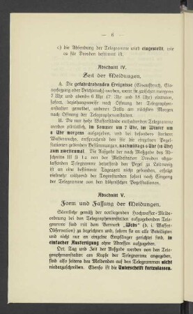 Abschnitt IV. Zeit der Meldungen