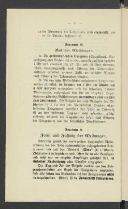 Abschnitt IV. Zeit der Meldungen