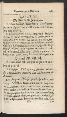 Caput VI. De Officia Respondentis