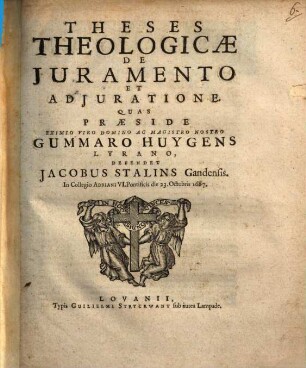 Theses theologicae de iuramento et adiuratione