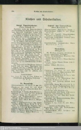 IV. Kirchen und Schulanstalten