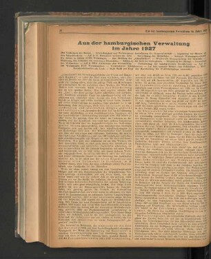 Aus der hamburgischen Verwaltung im Jahre 1927