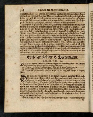 308-315, Epistel am Fest der h. Dreyeinigkeit