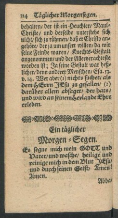 Ein täglicher Morgen-Segen