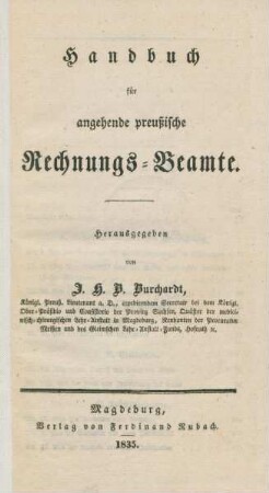 Handbuch für angehende preußische Rechnungs-Beamte
