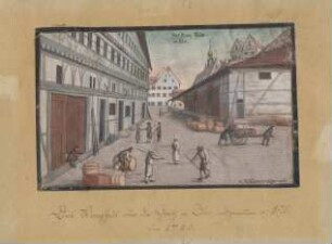 Die Ulmer Greth (Gräth, städtisches Waag- und Lagerhaus). Um 1780