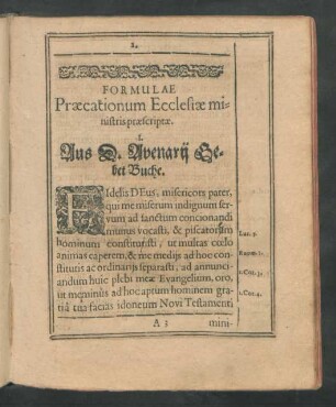 Formulae Praecationum Ecclesiae ministris praescriptae.