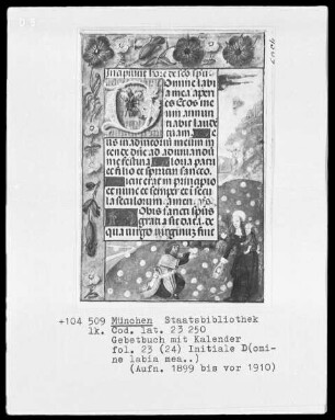 Gebetbuch mit Kalender — Die Mannalese, Folio 23recto