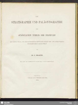 [1]: Die Stratigraphie und Paläontographie des südöstlichen Theiles der Hilsmulde