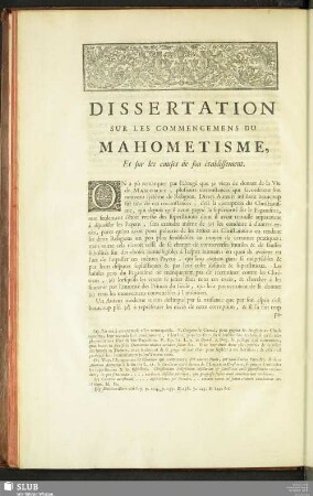 Dissertation Sur Les Commencemens Du Mahometisme, Et sur les causes de son établissement