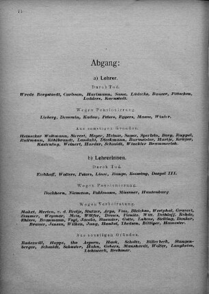 Abgegangene Lehrkräfte