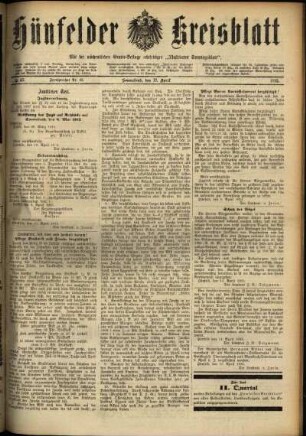 Ausgabe vom Samstag, den 17. April 1915.