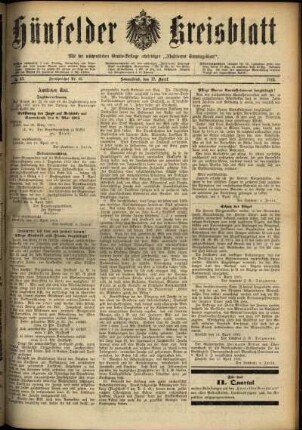 Ausgabe vom Samstag, den 17. April 1915.