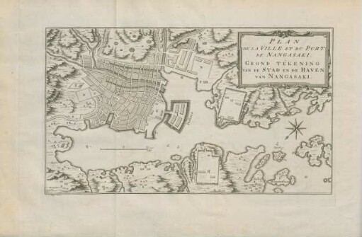 Plan de la ville et du port de Nangasaki. Grond tékening van de stad en de haven van Nangasaki
