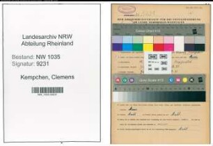 Entnazifizierung Clemens Kempchen , geb. 15.01.1897 (Bergmann)