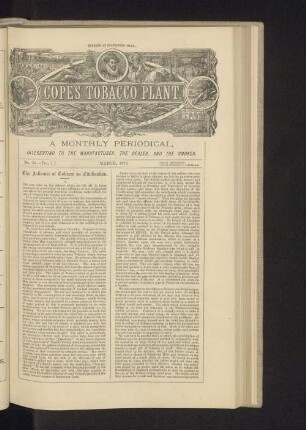 Cope's Tobacco Plant. No. 36. - Vol. I. March, 1873.