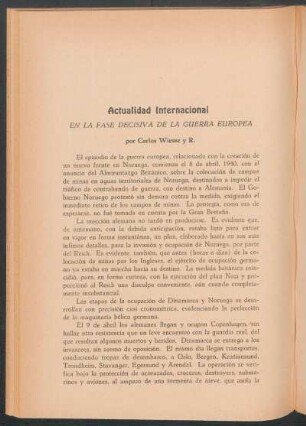 Actualidad internacional - En la fase decisiva de la guerra europea