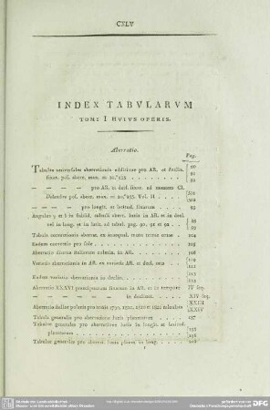 Index Tabularum Tomi I huius operis
