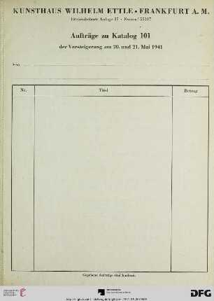 Aufträge zu Katalog 101