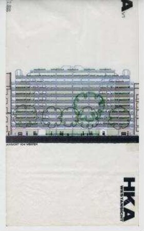 Gewerbe- und Hotelerweiterung Uhlandstraße/Kantstraße/Fasanenstraße (nicht realisiert) – Westansicht. Berlin-Charlottenburg/Wilmerdorf, Uhlandstraße 190-194, Kantstraße 15, Fasanenstraße 6