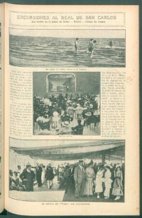 Excursiones al Real de San Carlos : Las tardes en la playa de baños.- Teatro.- Casino de juegos