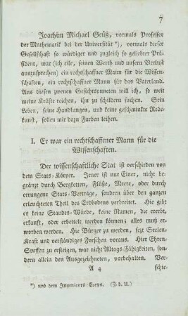 I. Er war ein rechtschaffener Mann für die Wissenschaften