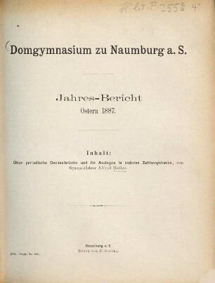 Jahres-Bericht : Ostern .... 1886/87