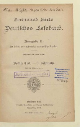 Teil 3 = 3. Schuljahr, [Schülerband]: [Teil 3 = 3. Schuljahr, [Schülerband]]