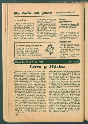 Letra y música : Cosas de ayer y de hoy