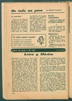 Letra y música : Cosas de ayer y de hoy
